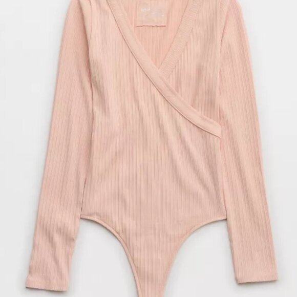 Aerie Long Sleeve Cross Front Bodysuit - Picture 1 of 3
